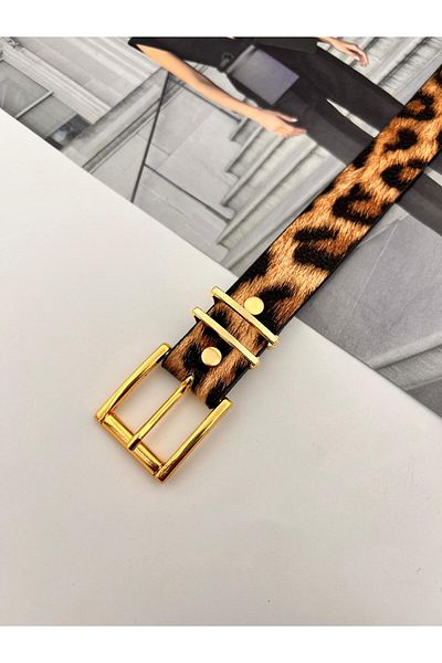 MODAM HİFA Γυναικεία ζώνη Leopard Gold Buckle Ζώνη παντελονιού Ζώνη φόρεμα Ζώνη πουκάμισο Ζώνη παλτό