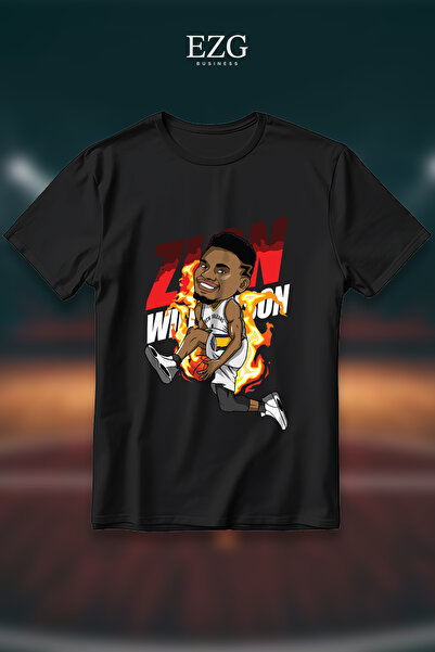 EZG Business Μπλουζάκι Zion Williamson με στάμπα, Oversize Unisex, 100% βαμβα...