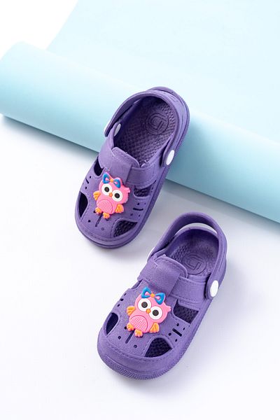 Merve İzmirli Lilac Children's Animal Figured Non-Slip Sole Daily Sandals Slippers