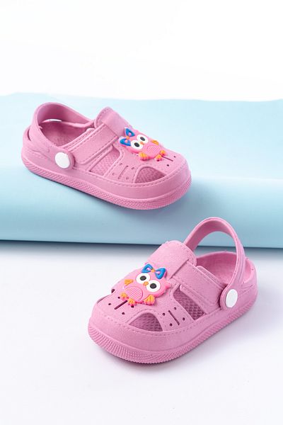 Merve İzmirli Pink Children's Animal Figured Non-Slip Sole Daily Sandals Slippers