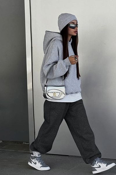 BSBSPOR Large Size Comfortable Double Pocket Summer Tracksuit with Bottom Six Loose Black Gray Anthrazit