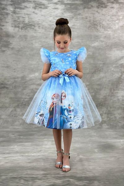 ABİYEKİDS Turquoise Elsa Dress Birthday Party Dress Aby4481