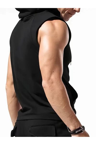 bellanova Athletic Vest and Shorts Set, Lace-Up Printed Tank Top with Hood,