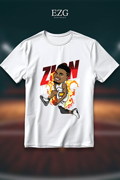 EZG Business Μπλουζάκι Zion Williamson με στάμπα, Oversize Unisex, 100% βαμβα...