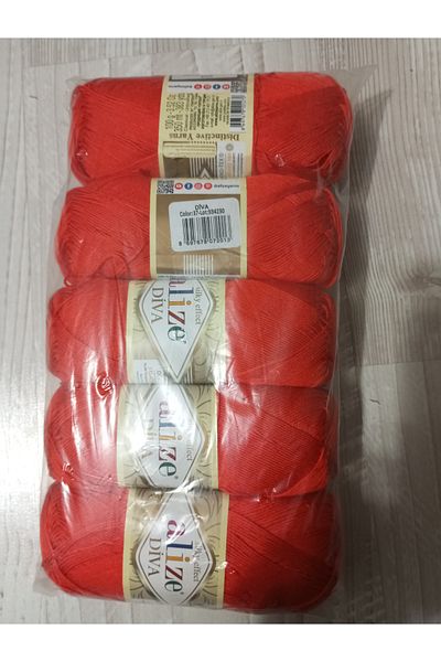 Alize Diva Knitting Rope 5 Pcs 37 Pomegranate Flowers