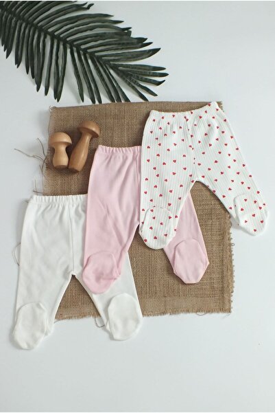 Bebe wini %100 Pamuk 03 Ay Bebek Hediyelik 3 Lü Patikli Pijaması