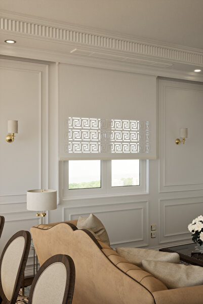 Auralight Lazer Kesim Mat Stor Perde, Lazer Kesimli Historical Serisi, H-6001...