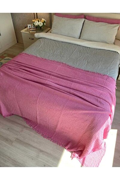 YASEMİNİNEVİ Fuşya Müslin Yatak Örtüsü Pike (200x230cm)