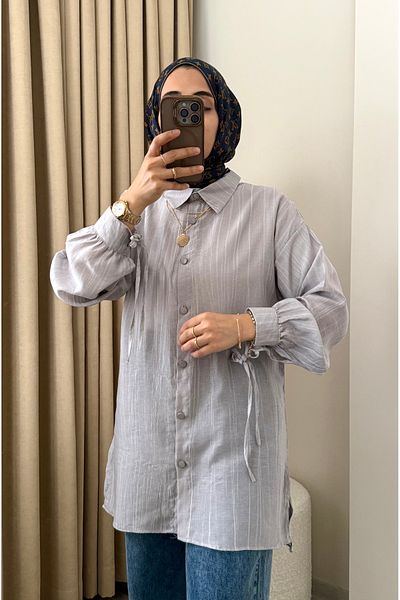 MERİÇ BOUTİQUE Cămașă elegantă cu șireturi cu frânghie moale