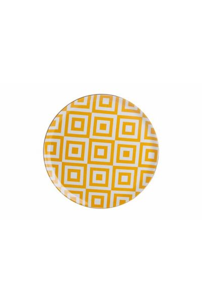 Porland Morocco 4 Yellow Patterned Flat Plate - 28cm