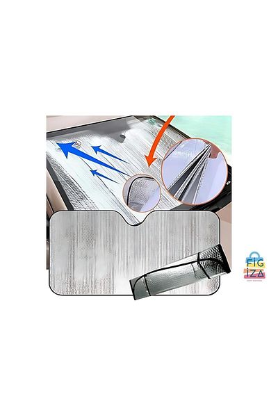 figiza Umbrelă de soare pentru geamul din față a mașinii, aluminiu metalizat automat, perdea de protecție solară pliabilă, 130x60cm
