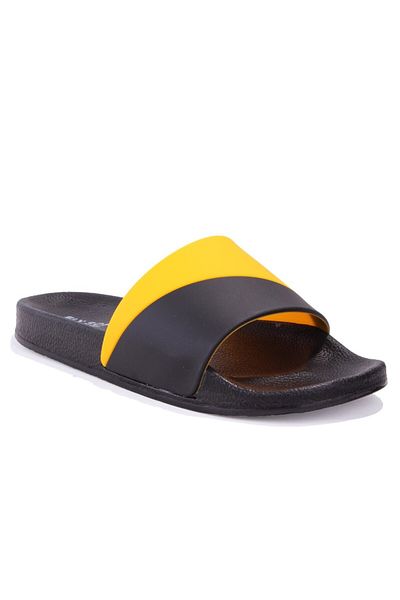 FLY SOFT S263071 Μαύρες κίτρινες καθημερινές ορθοπεδικές ανδρικές αθλητικές παντόφλες