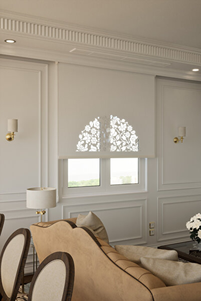 Auralight Lazer Kesim Mat Stor Perde, Lazer Kesimli Historical Serisi, H-5001...