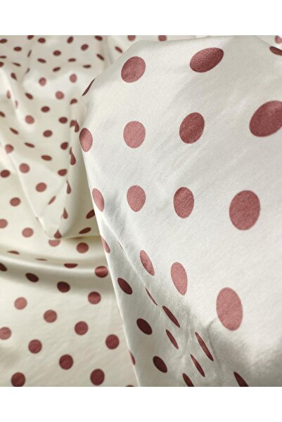 Kumaş Parça Satin cu puncte 145 Burgundy peste cremă