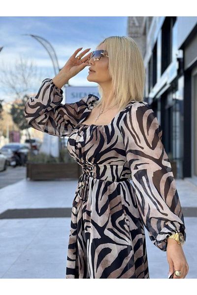 Kokoşum Butik 3596 Φόρεμα με σχέδια μαύρο
