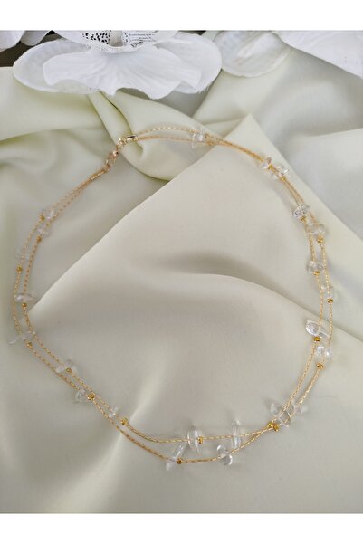 İPAR AKSESUAR Natural Stone Gold Chain Design Necklace