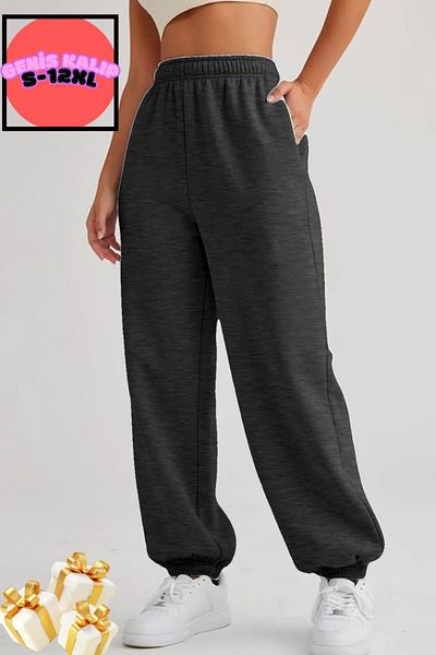 BSBSPOR Καλοκαιρινή φόρμα Loose Fit Φαρδιά Φούτερ Jogger Μαύρο-γκρι-σκούρο γκρι