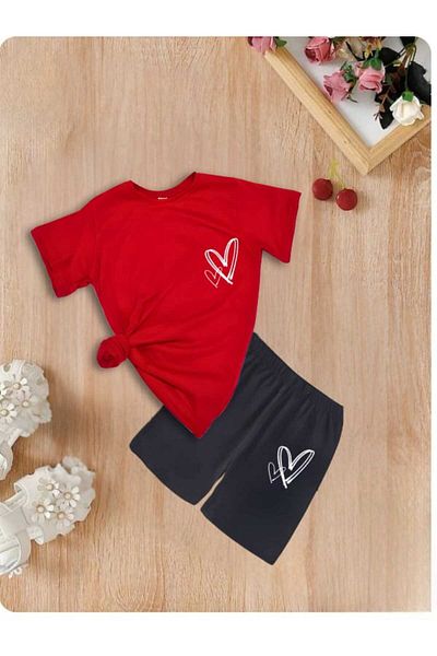 DOCE ELEGANTE Couple Heart Printed Summer Children's Suit
