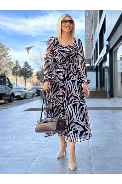 Kokoşum Butik 3596 Φόρεμα με σχέδια μαύρο