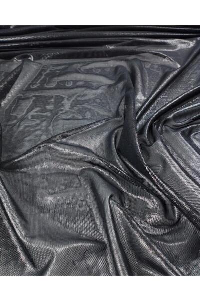 Kumaş Parça Siyah Üzeri Bronz Varaklı File En: 145