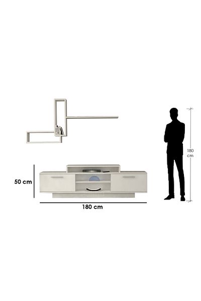 House One TV Table|TV Cabinet Modern  MDF with Large Storage Capacity Suitable -White-40x180x50cm