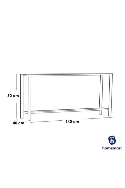 House One TV Table|Modern Steel and Glass Shelves TV Cabinet with Storage Capacity Suitable-Black-140x40x50cm