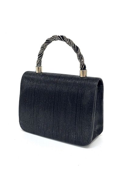 NAZART Women's Laser Black Evening Dress Clutch Chain Strap Handheld Wedding Engagement Night Shoulder Bag