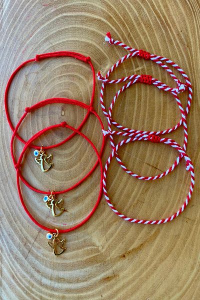 Shepidi 6 Pieces (3 Sets of 2) Gift Angel Figured Marteniçka Lucky Bracelet