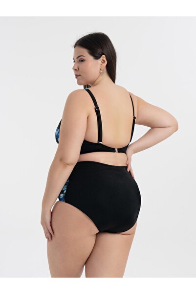 AQUAVİVA Aquaviva Women's Plus Size Blue Clover Pattern Nadide Bikini Set