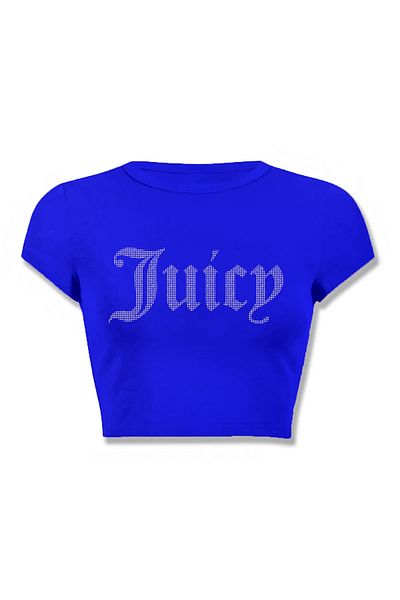 3 ROPE Juicy Rhinestone Printat 100% Bumbac Crop Albastru