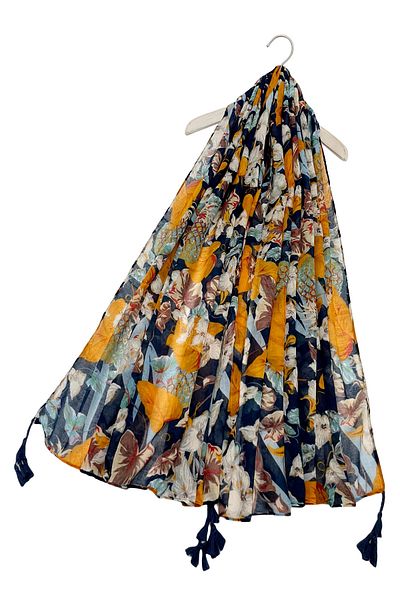 novon Vrsc Lemon Garden Design Soft Textured Special Design Tassel Shawl