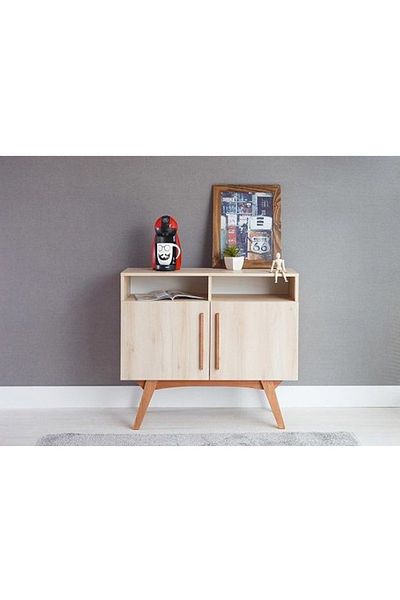 House One Coffee Corner|Coffee Table MDF with Large Storage Capacity Suitable -Beige-90x80x40cm