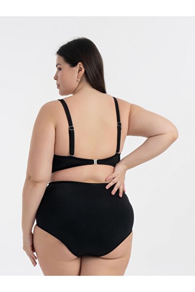 AQUAVİVA Aquaviva Women's Plus Size Black Marbled Pattern Nadide Bikini Set