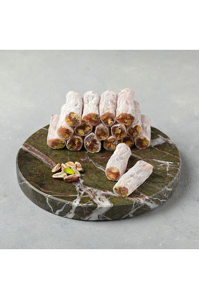 Gaziantep Baharat 250Gr Plain Pistachio Tawny Turkish Delight - Traditional Turkish Delight Gaziantep Style