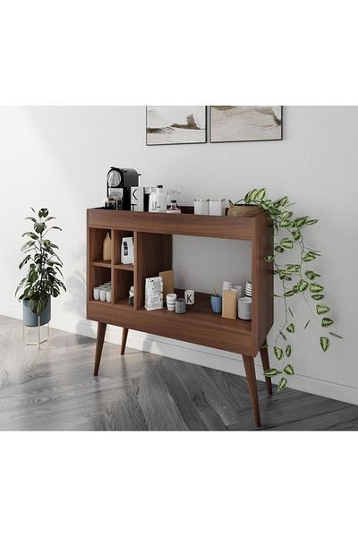 House One Coffee Corner|Coffee Table MDF with Large Storage Capacity Suitable -Brown-90X90X38cm