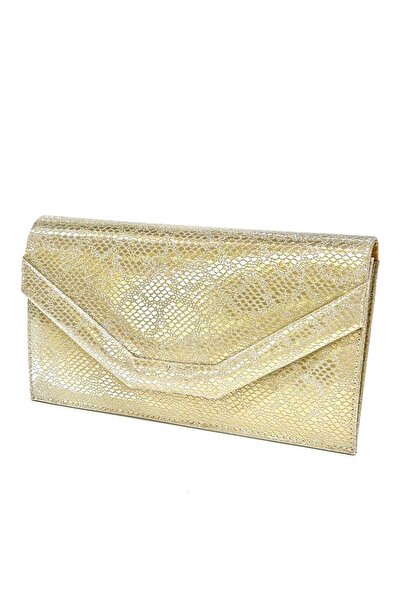 NAZART Women's Snake Leather Gold Gold Evening Dress Clutch Chain Strap Hand Wedding Engagement Night Shoulder Bag