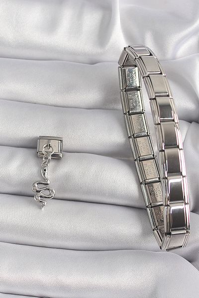 Skygo 316L Steel Silver Color Dangle Snake Model Nomination Charm - Tj-Bc1174