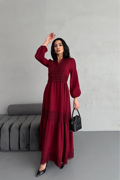Neşeli Butik rochie detaliată din dantelă din țesătură atlas pentru femei NBMS2517