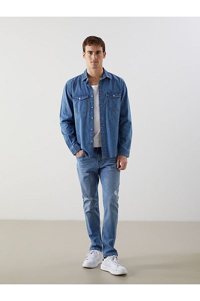 LC Waikiki New Season Regular Fit Long Sleeve Men's Jean Shirt - S5Ge09Z8
