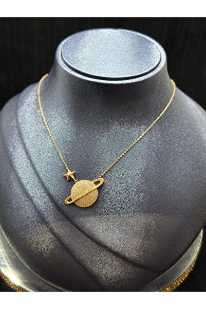 KENT 925 Ayar Gümüş Uzay Temalı Kolye - Satürn ve Yıldız