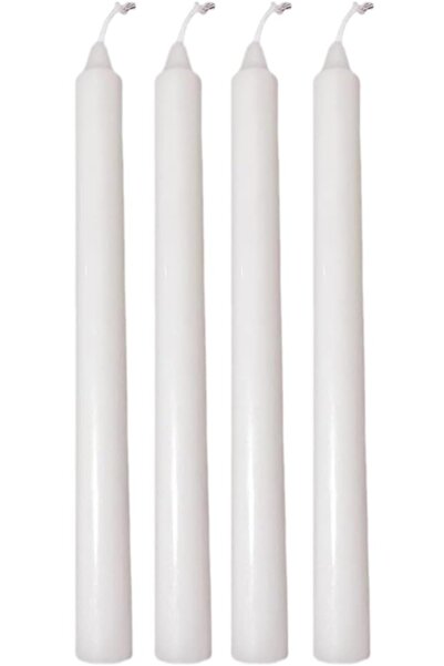 Home Zone 4 قطع من شموع العشاء البيضاء، شمعدانات طويلة، حامل شموع منزلي