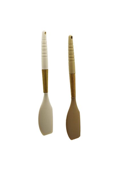 Prozen Nazirashop Silicone Spatula Flat Wooden Bamboo Handle - with Silicone Sheath 32cm 1096638