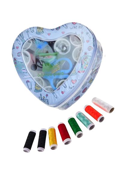 shop Thread Set Tin Box Heart Sewing Kit