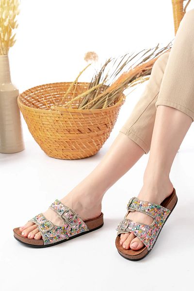 BURAK ALDAY SHOES شبشب Pien بإبزيم مزدوج أنيق للاستخدام اليومي لتقويم العظام