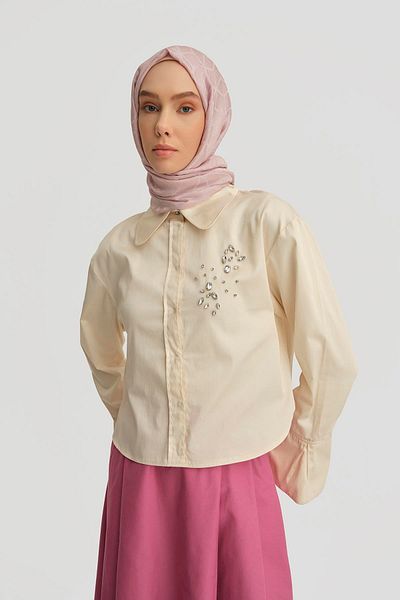 Armine Stoned and Mobile Shirt - Ribbon 25Y3723 Moonstone