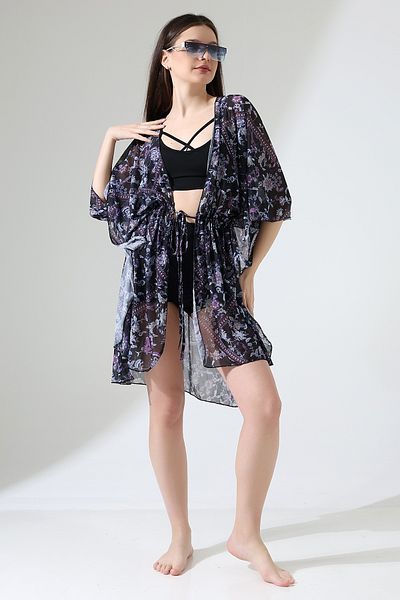 Esberin Front Lace Patterned Tulle Pareo