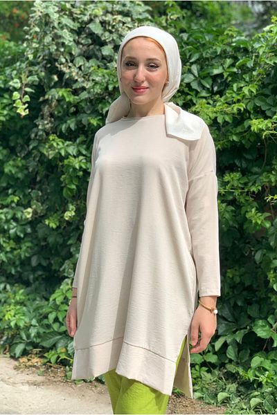 Moda Rosa 25Y4328 - Beige - Low Collar Tunic