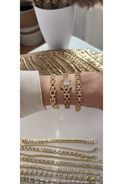 xUPING Vip Baget Taşlı Kordon Model Bileklik Kararmaz 14K Rengindedir 17 +2cm