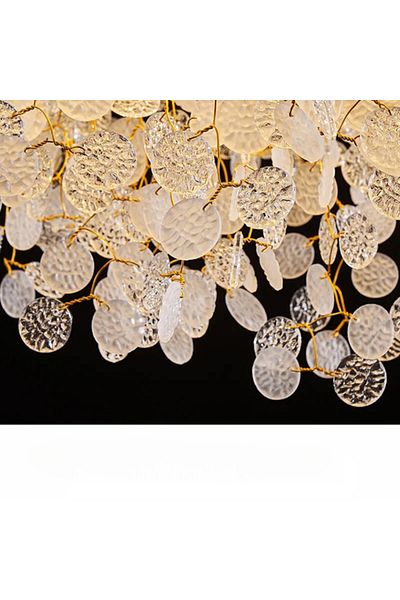 Btm Modern chandelier, golden body, white sharks, circular, 60 cm - Model 5313/600