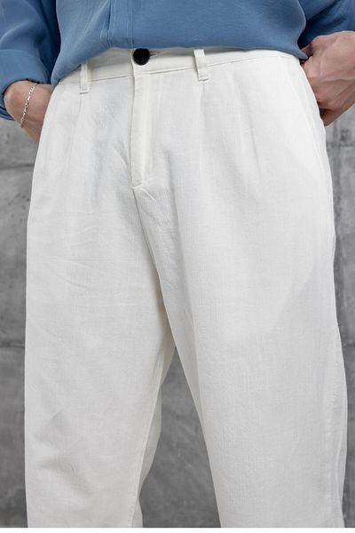 NOMARC Pantaloni albi de in, largi